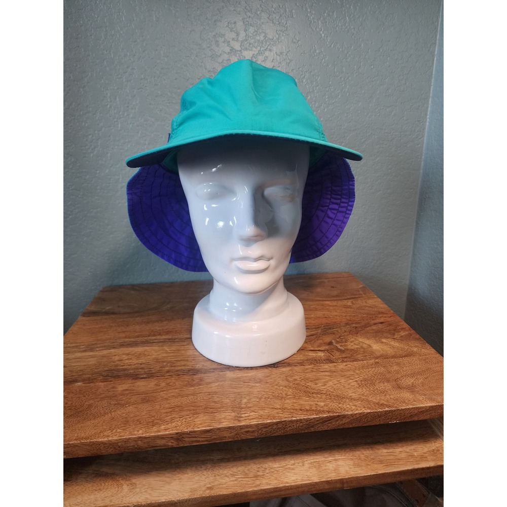 Vintage Columbia Sportswear Sun Hat Teal Purple Neck Flap Made in USA Large